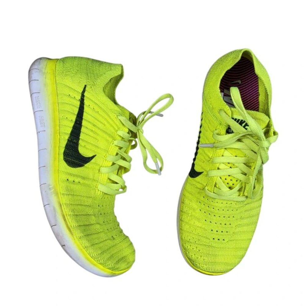 Nike Free RN Flyknit (842546-700) Volt Yellow Running Shoes Women Size 7.5